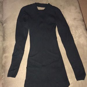 Black long sleeve body con dress